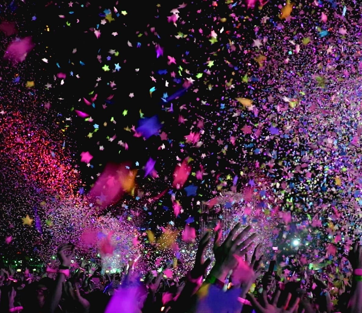 Confetti falling at a special event